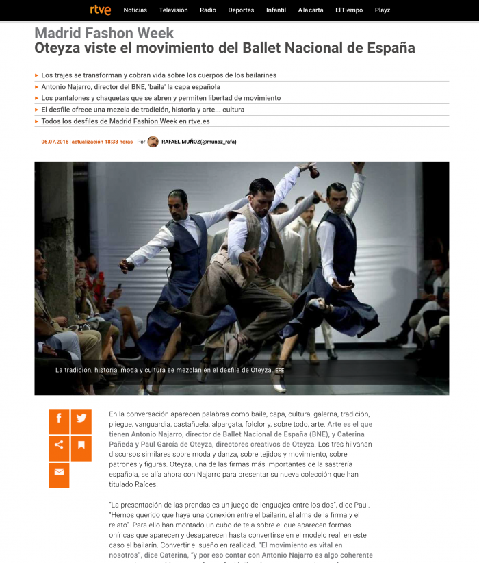 OTEYZA viste la majestuosa danza del Ballet Nacional